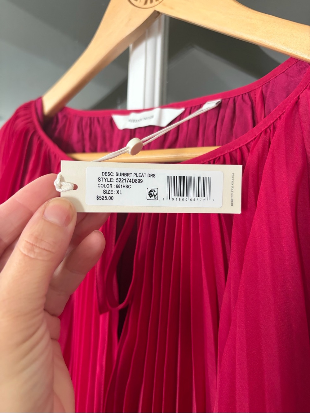 Rebecca Taylor Sunburst Pleat Dress - Size XL - NWT - Hibiscus - Picture 7 of 9